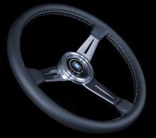 Load image into Gallery viewer, Classic Black Leather Chrome Spoke 360mm 6061.36.3001